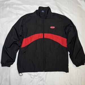 Vintage Peterbilt Trucks Jacket Men M Black Red Windbreaker Lightweight Full Zip